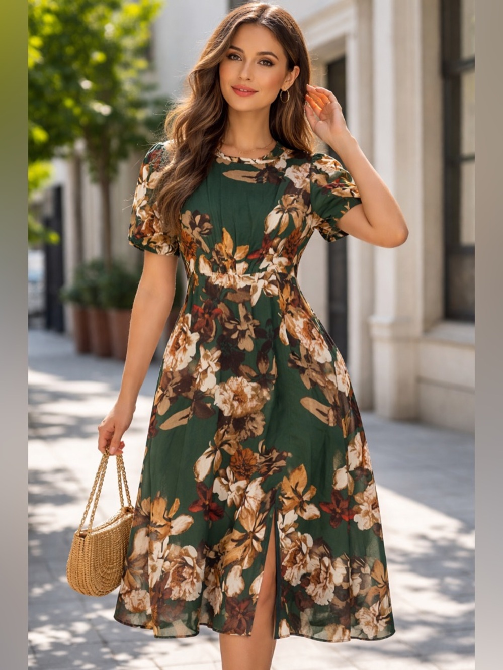 Julia Jordan Sweetheart Floral Short Sleeve Fit & Flare Back Zip Dress Sz 8 NWT